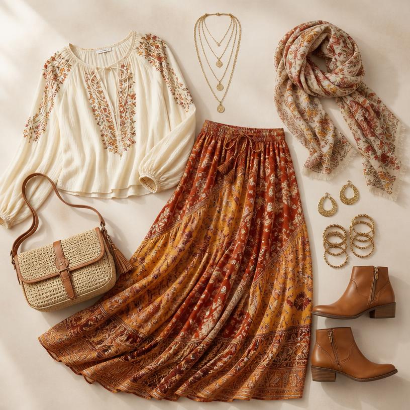 Look completo de estilo boho